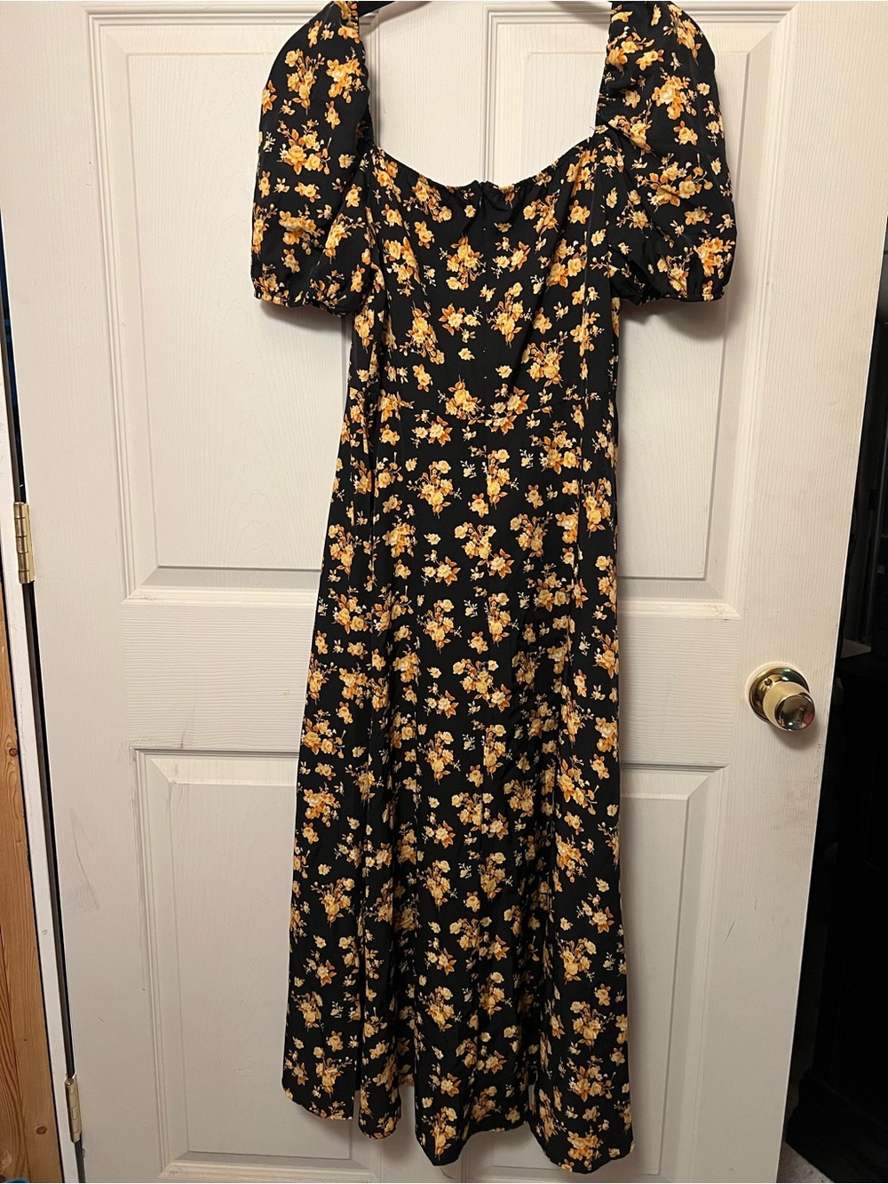 SHEIN Black Floral Maxi dress with Side Slit - Picture 4 of 4